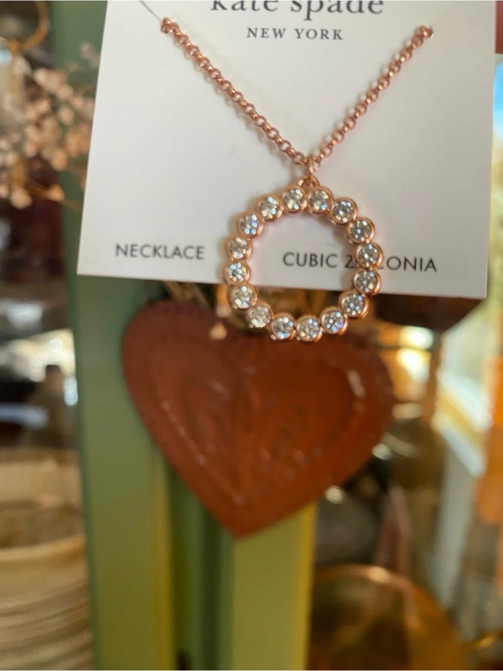 Kate Spade Full Circle Mini CZ Pendant Necklace Rose Gold NWT